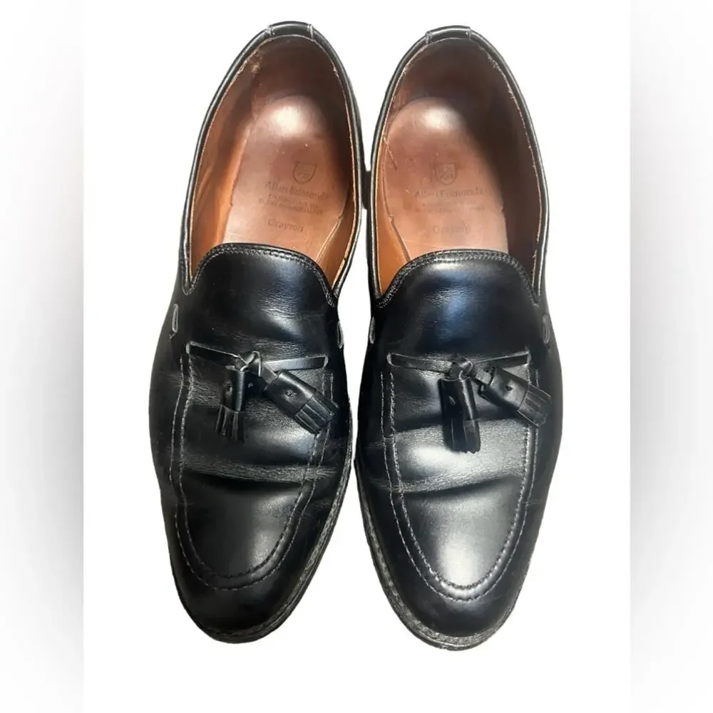 Allen Edmonds Grayson Black Leather Tassel Slip On Office Dapper Loafers 10